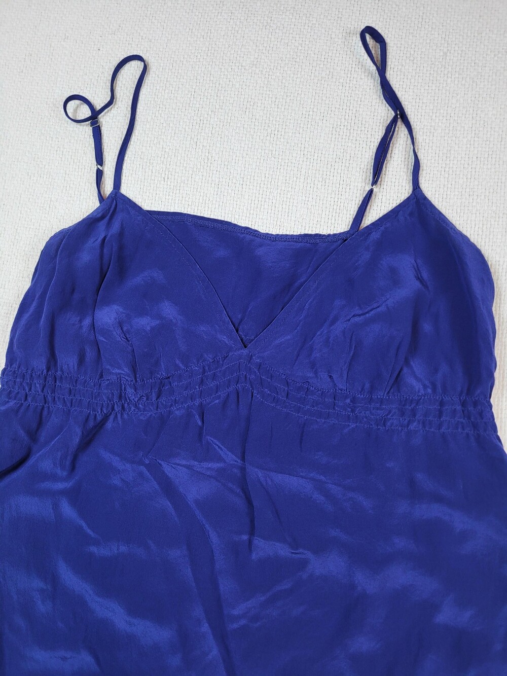 Twelfth St by Cynthia Vincent Silk Cami Tank Top Womens Medium Blue Slip V Neck